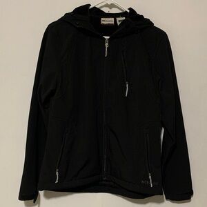 Double Diamond Black Hooded Zip-Up Jacket